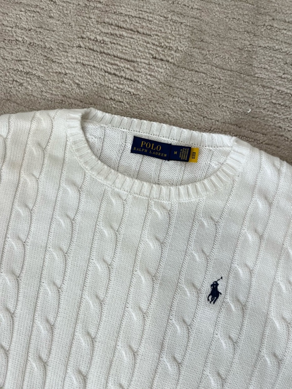 Ralph Lauren white Cable-Knit Crewneck Sweater - Picture 2 of 10
